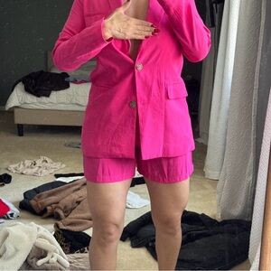 Forever 21 Hot Pink Blazer and Shorts Set